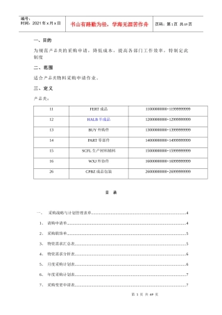生产类采购管理表格范本