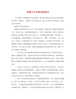 助理个人年终总结范文 