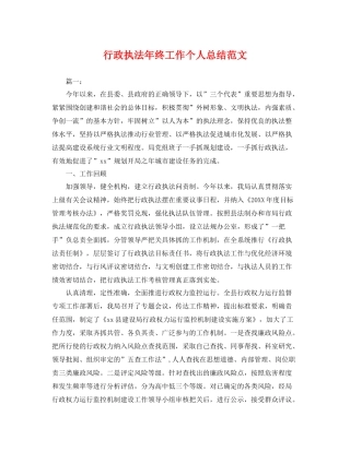 行政执法年终工作个人总结范文 