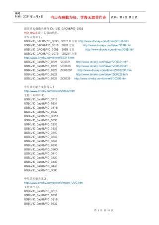 摄像头驱动VID+PID大全AND 生产厂家