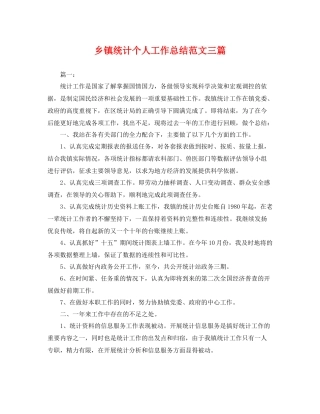乡镇统计个人工作总结范文三篇 