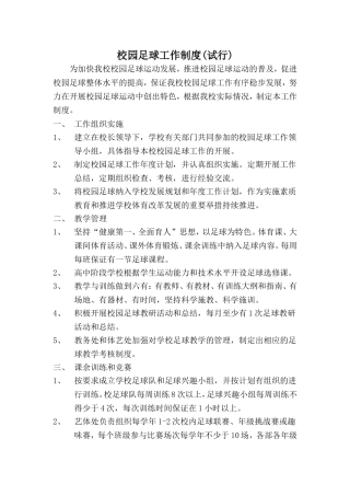 校园足球工作制度