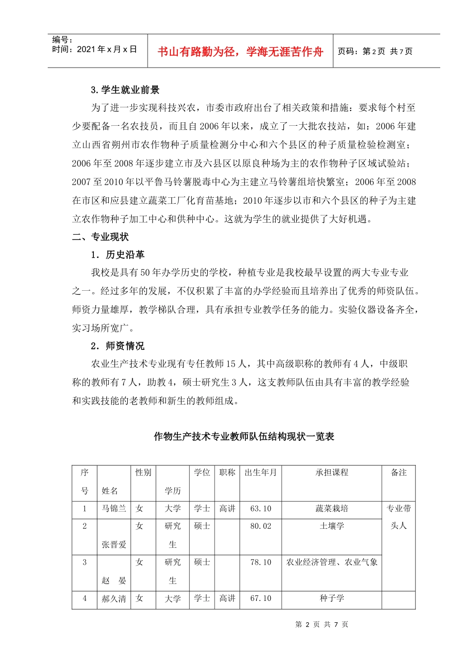 作物生产技术特色专业建设规划doc-农作物特色专业建设规_第2页