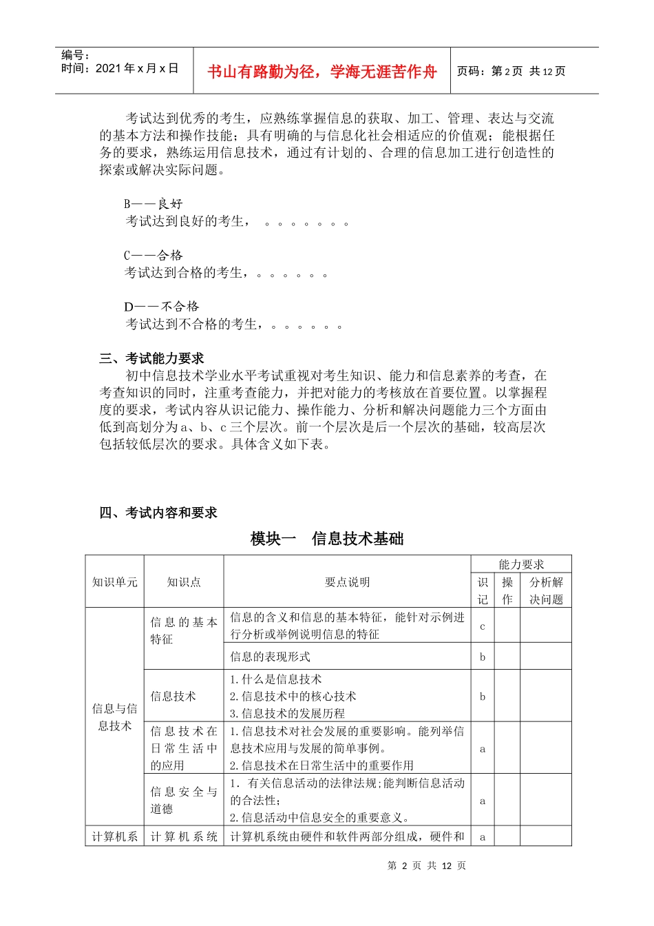 《云南省初中信息技术学科学业水平考试标准》_第2页