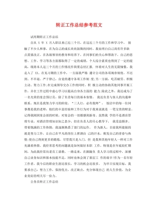转正工作总结参考范文 