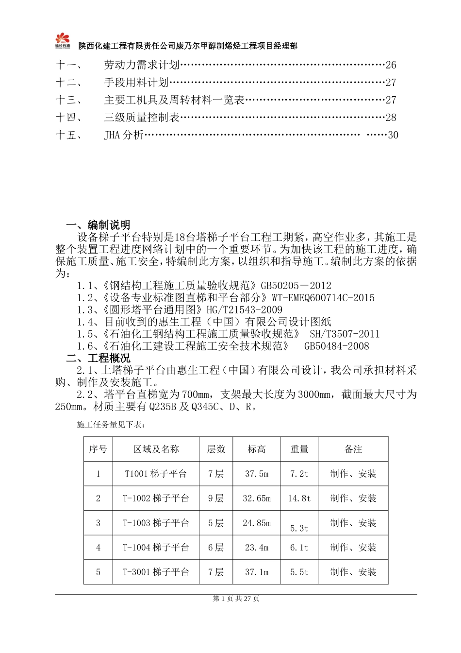 MTO装置设备平台梯子制作安装方案(DOC36页)_第2页