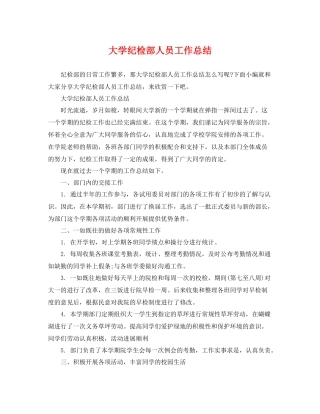 大学纪检部人员工作总结 