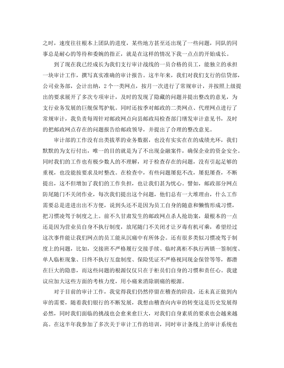 银行审计个人工作总结范文 _第2页