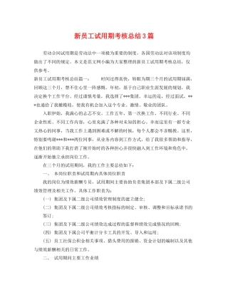 新员工试用期考核总结3篇 
