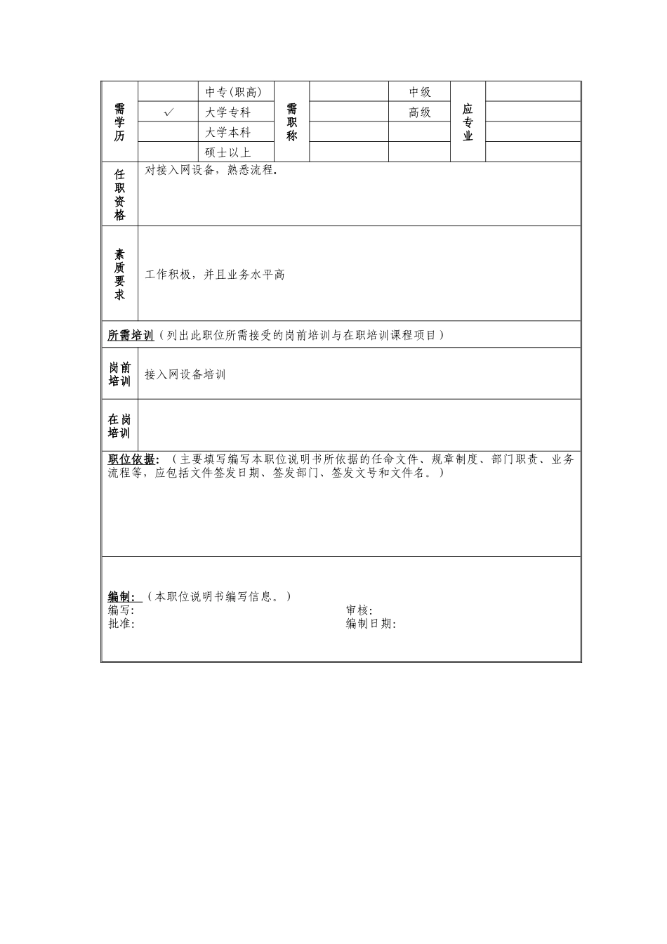 数据设备管理员岗位说明书_第2页