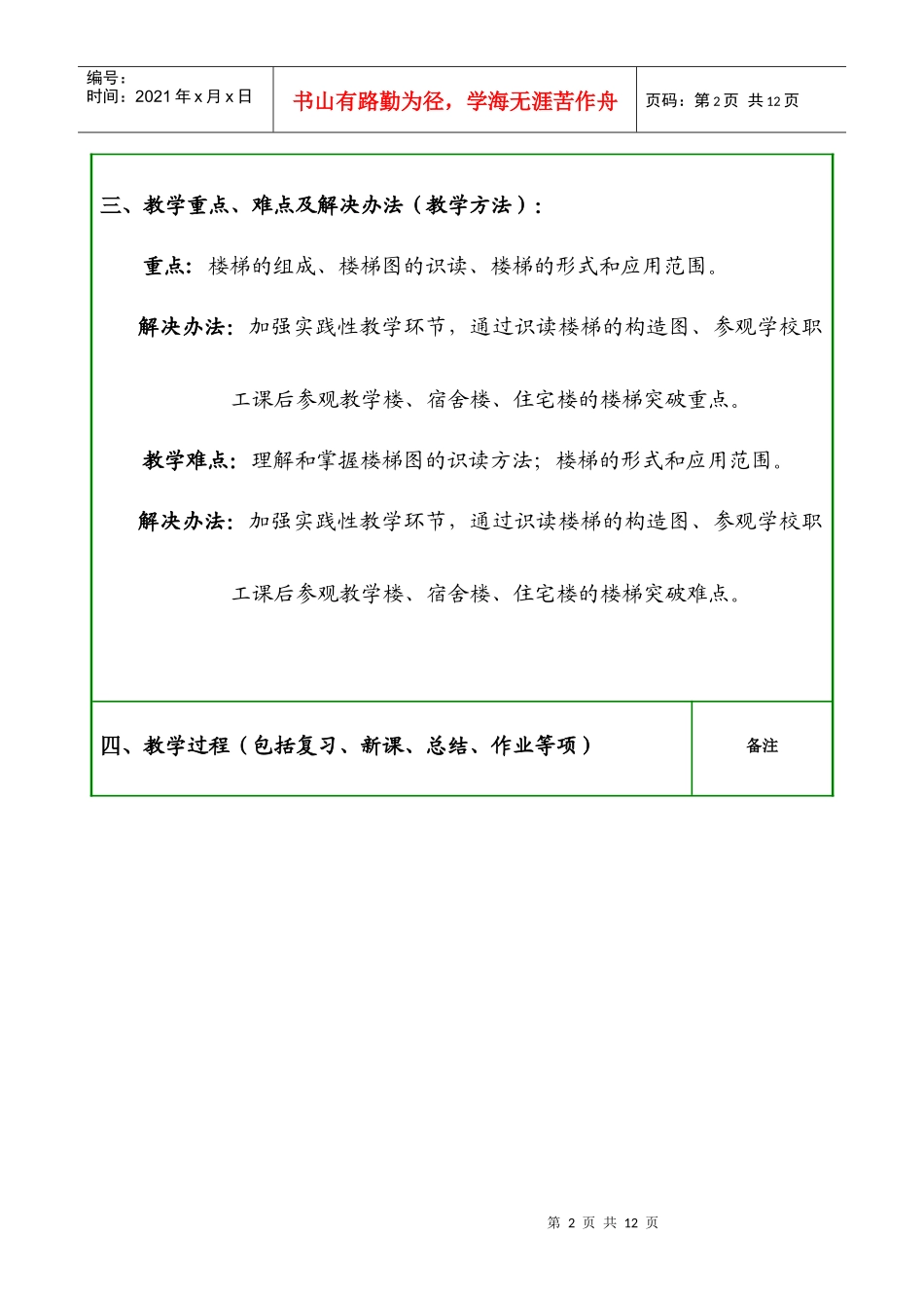 山西建筑职业技术学院课时授课方案_第2页