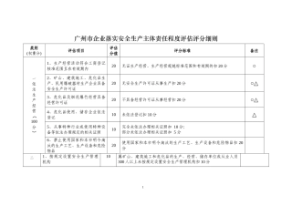 广州市企业落实安全生产主体责任程度评估评分细则