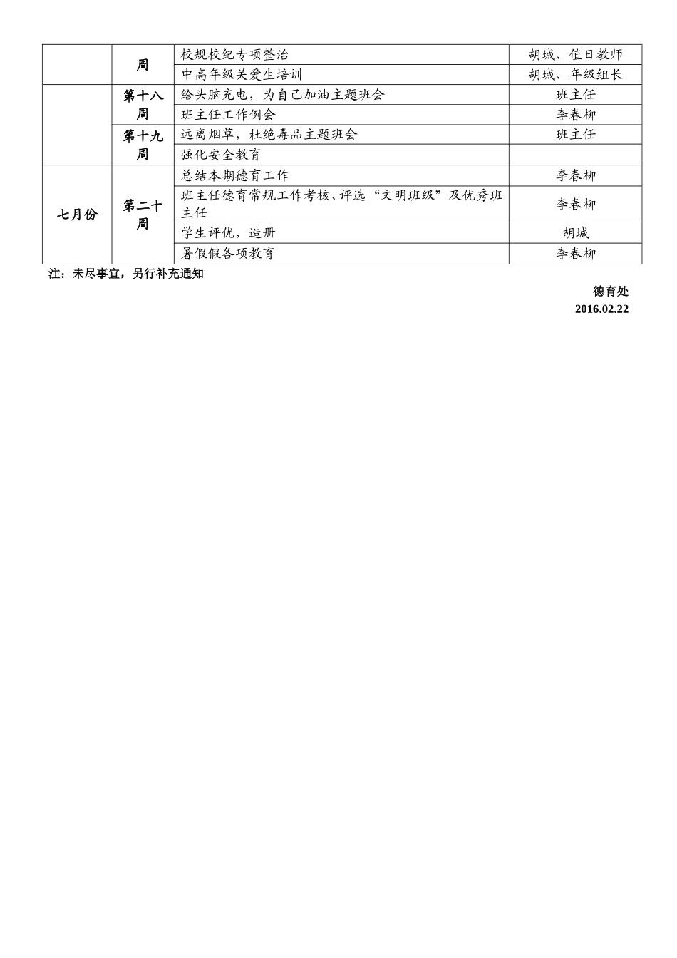 2016年春季吉安学校德育处行事历_第3页