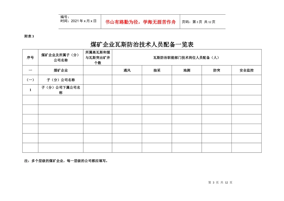 煤矿企业安全生产情况一览表_第3页