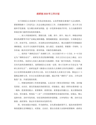 政研室2020年工作计划 