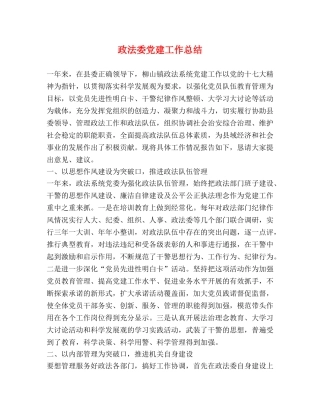 政法委党建工作总结 