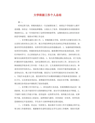 大学班级工作个人总结 