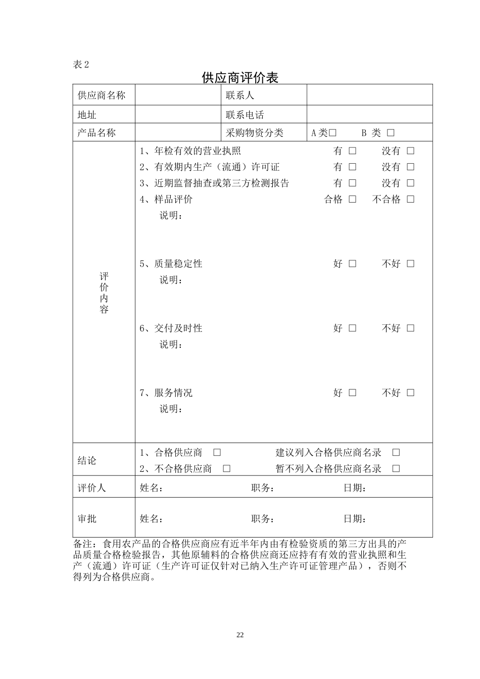 食品生产企业质量安全管理通用规范(记录表单)_第2页