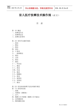 盲人医疗按摩技术操作规范(试行)(DOC87页)