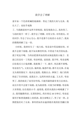 我学会了理解