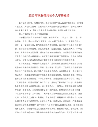 2020年农村信用社个人年终总结 