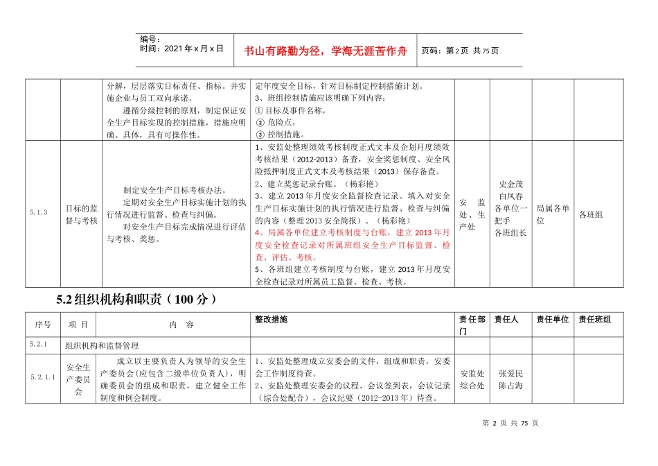 安全生产标准化达标评级工作任务分解表_第2页