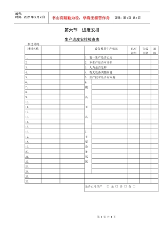 生产进度安排检查表