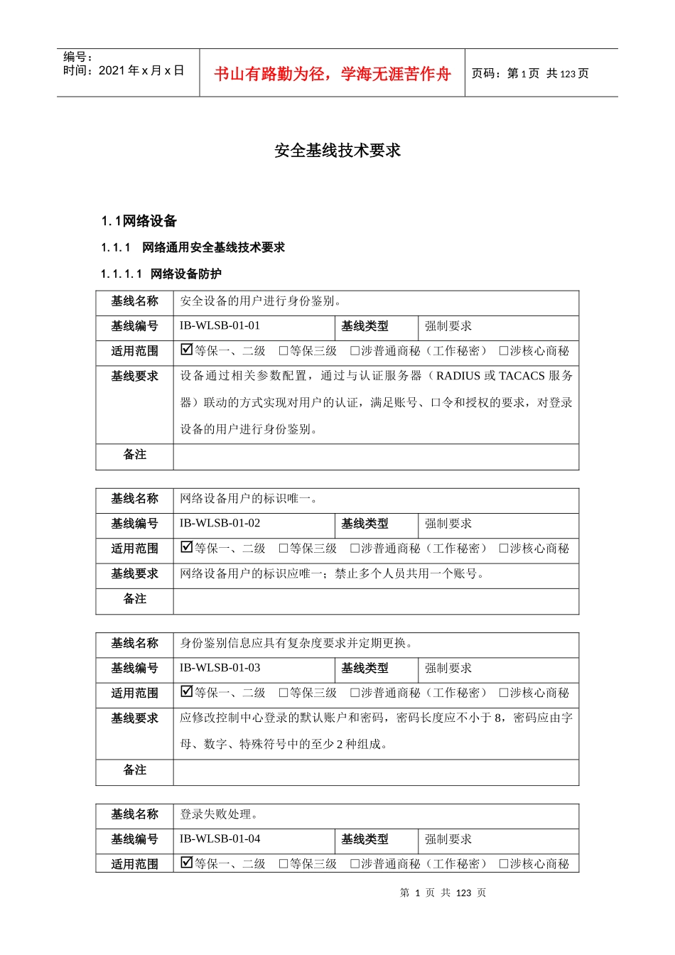 网络设备安全基线技术规范_第1页