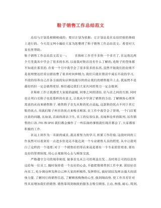 鞋子销售工作总结范文 