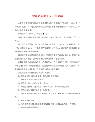 业务员年度个人工作总结 