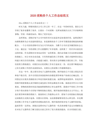 采购员个人工作总结范文 