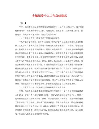 乡镇纪委个人工作总结格式 