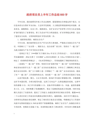政府项目员上半年工作总结800字 