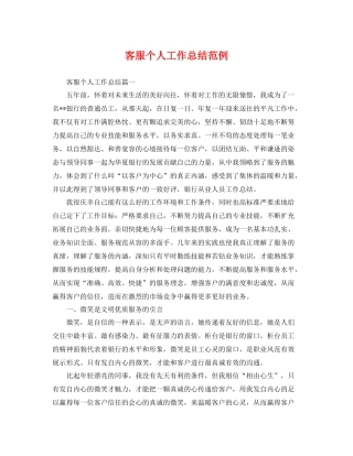 客服个人工作总结范例 