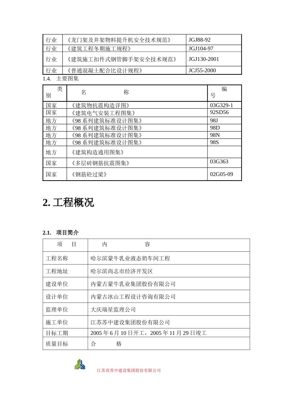 哈尔滨蒙牛液态奶车间施工组织设计_第2页