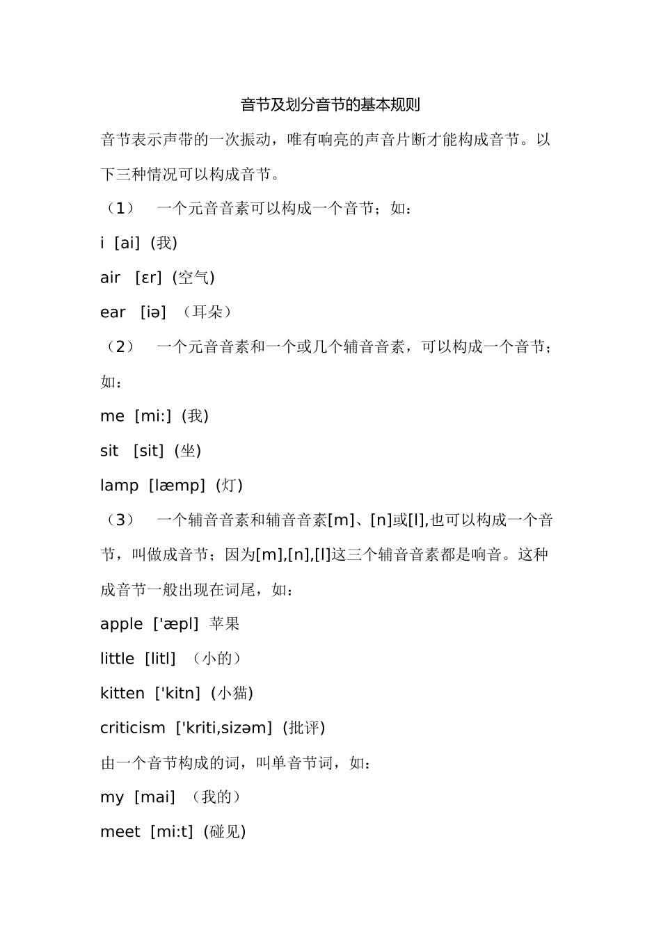 音节及划分音节的基本规则_第1页