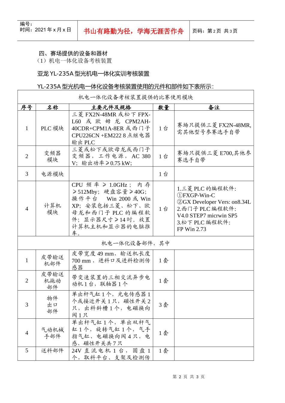 XXXX年苏州市职业学校师生技能大赛·机电一体化设备组装与_第2页