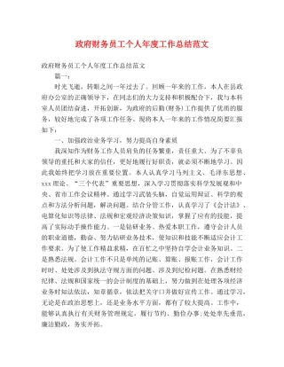 政府财务员工个人年度工作总结范文 (2) 