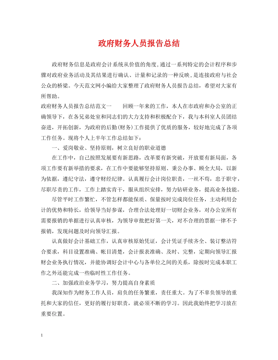 政府财务人员报告总结 _第1页