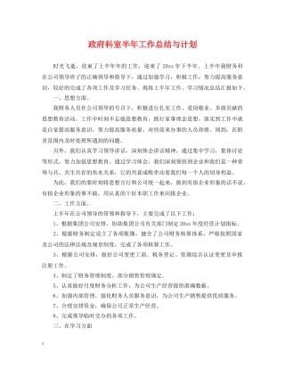 政府科室半年工作总结与计划 
