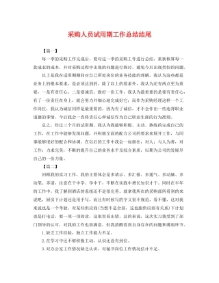 采购人员试用期工作总结结尾 