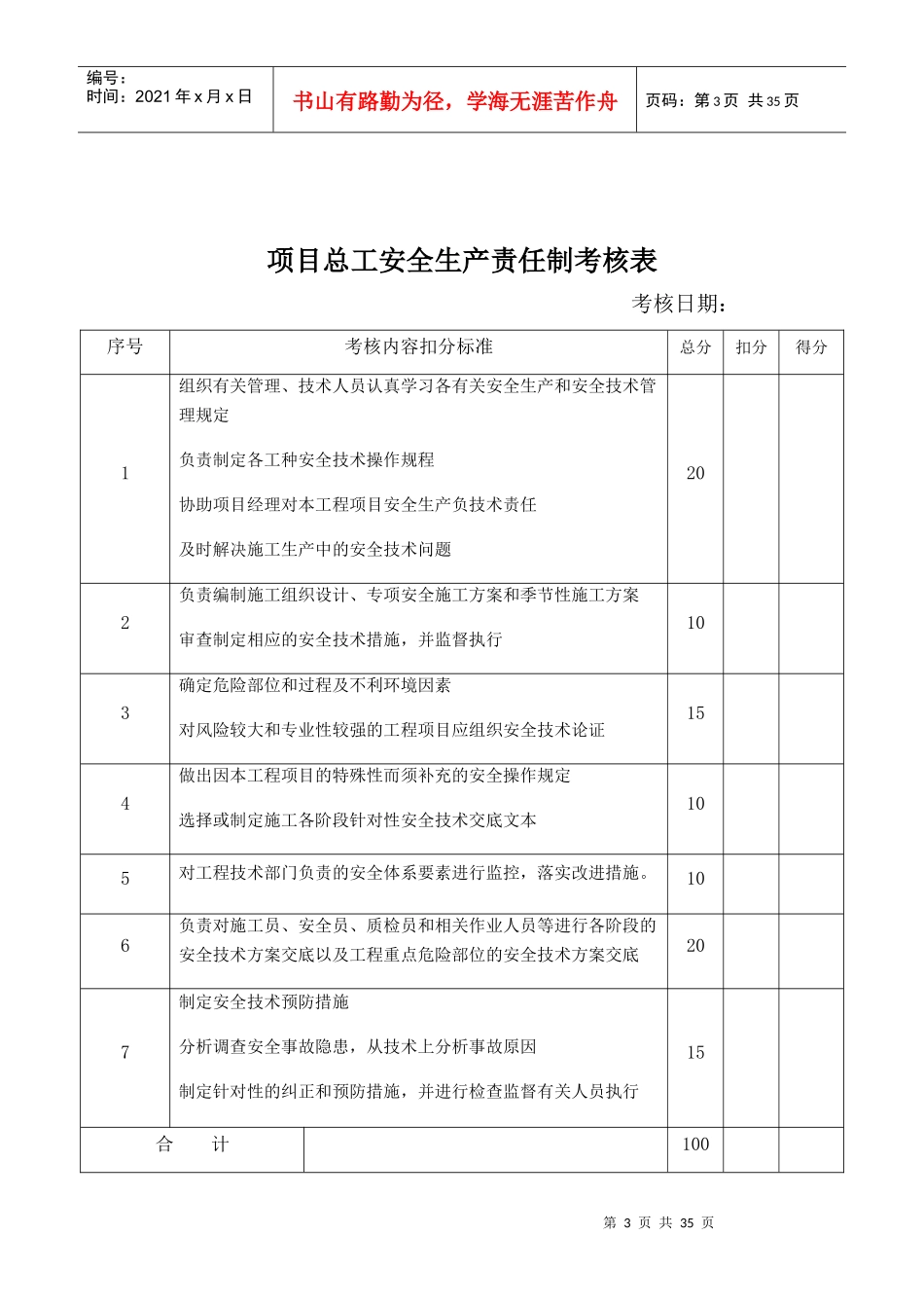 各岗位安全生产责任制考核表_第3页