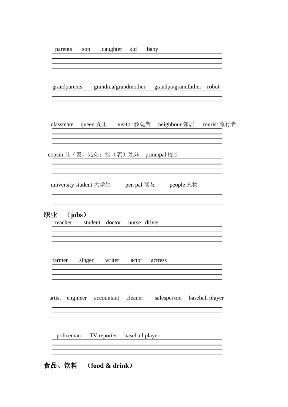 PEP小学英语总复习单词归类a_第3页