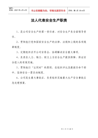 公司各岗位安全生产责任制