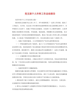 党支部个人年终工作总结报告 