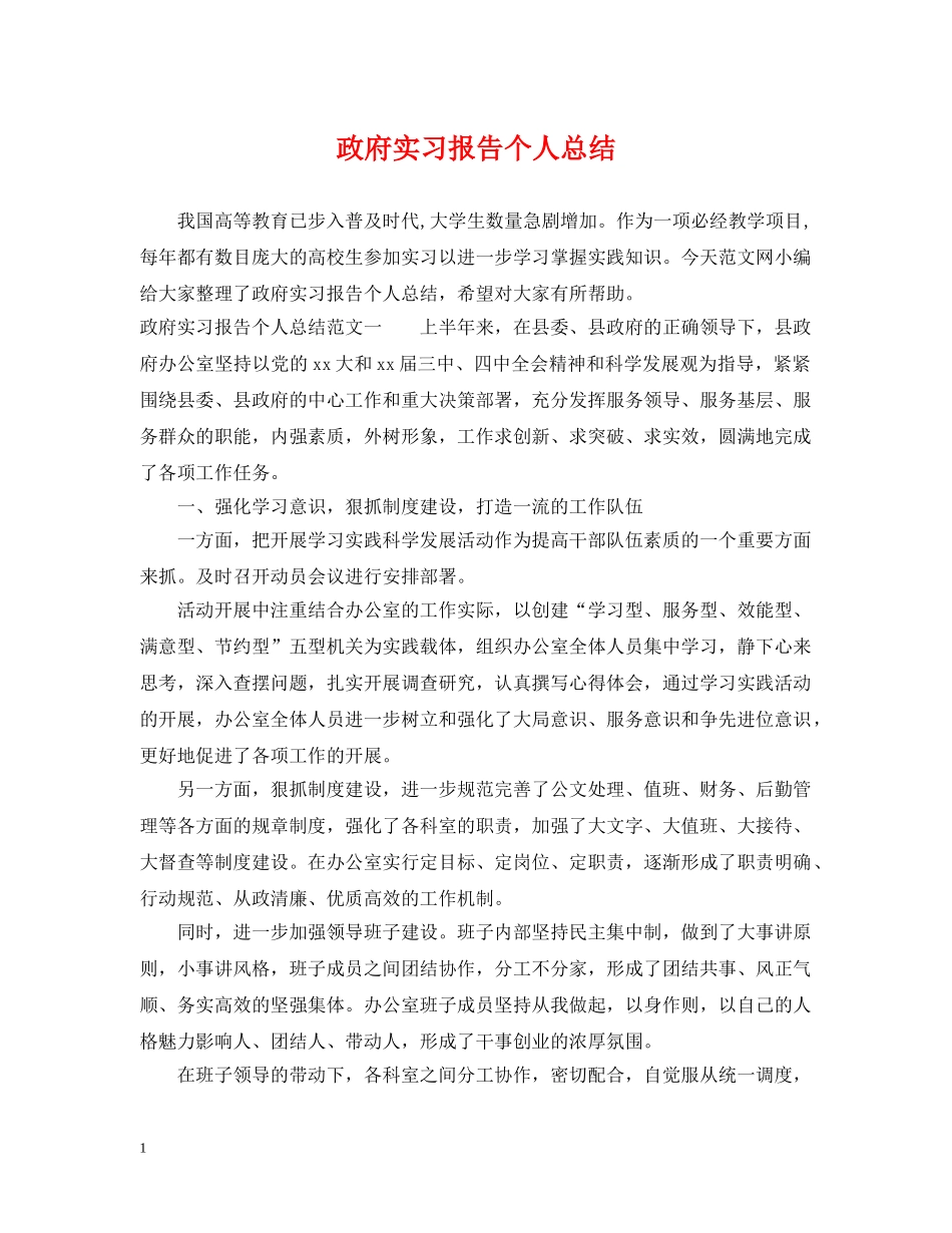 政府实习报告个人总结 _第1页