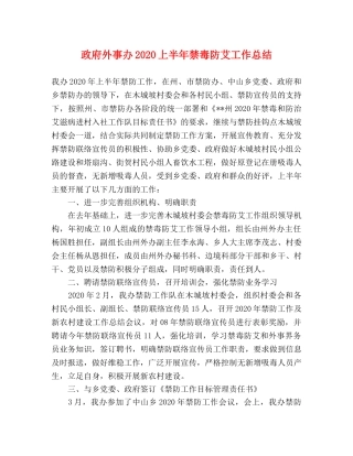 政府外事办2020上半年禁毒防艾工作总结 