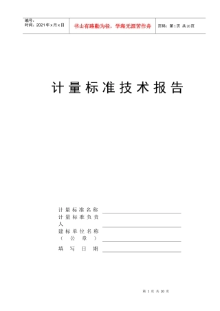 计量标准技术报告样本