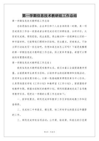 第一学期信息技术教研组工作参考总结