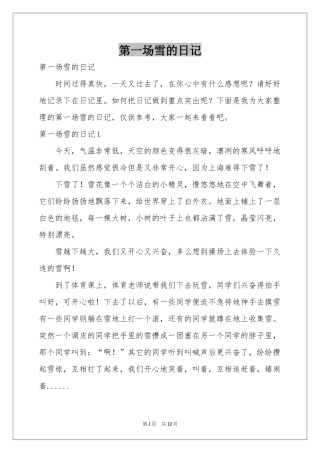 第一场雪的日记